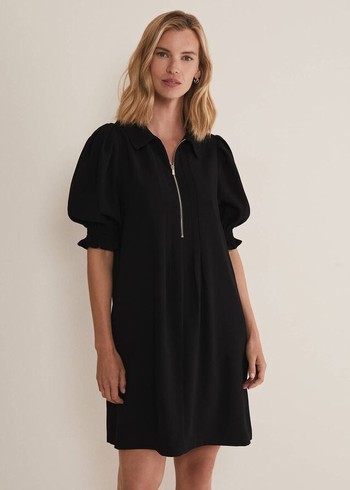 Phase Eight Candice Zip Dress Black USA | 2653794-AB